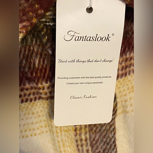 FANTASLOOK PLAID FLANNEL SHIRTS FOR WOMEN BUTTON DOWN SHACKET, Medium - Picture 4 of 7